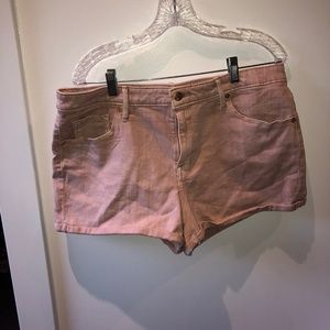 pink denim shorts
